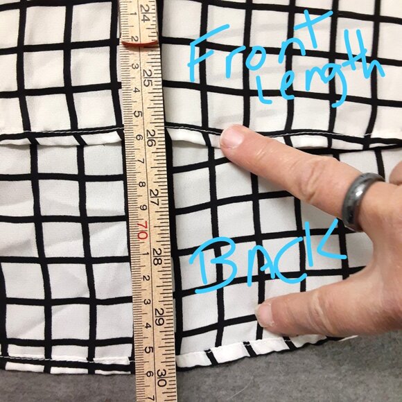 Worthington Woman's Blouse Size LARGE Pullover High/Low Long Sleeve Black/White - Picture 7 of 7